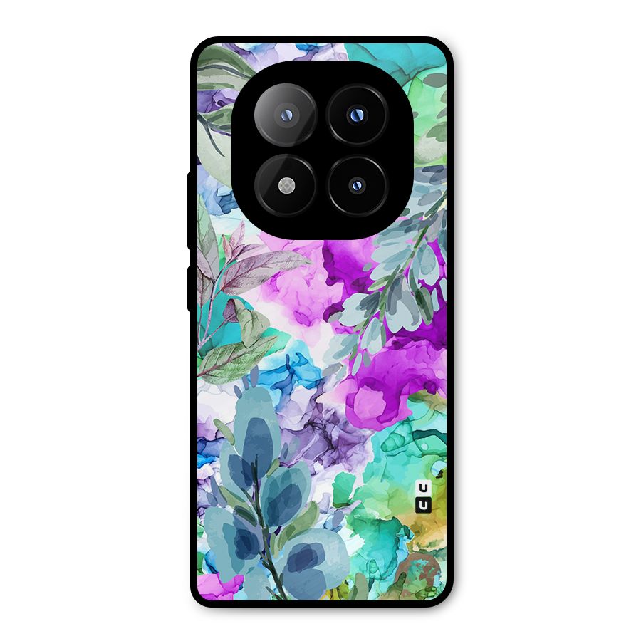 Decorative Florals Printed Metal Back Case for Redmi Note 14 Pro Plus 5G
