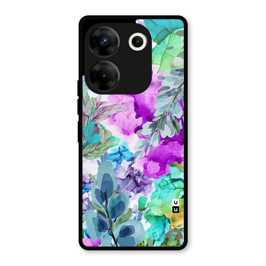 Decorative Florals Printed Metal Back Case for Tecno Camon 20