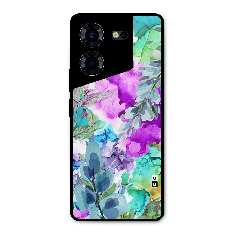 Decorative Florals Printed Metal Back Case for Tecno Pova 5 Pro 5G