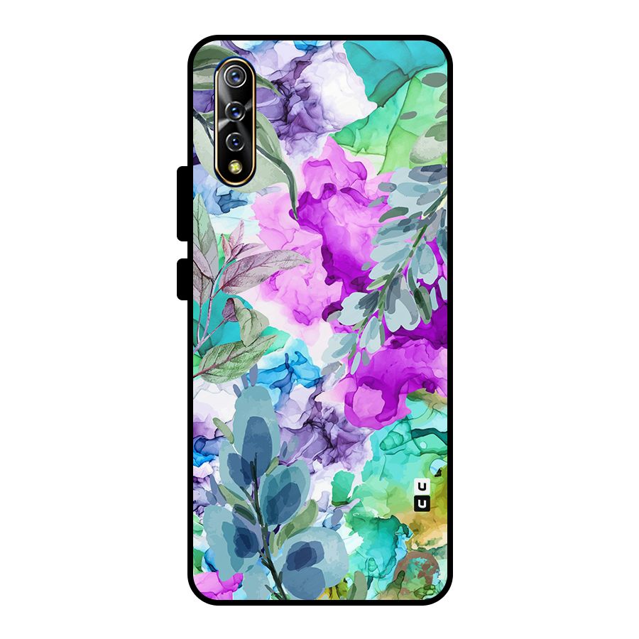 Decorative Florals Printed Metal Back Case for Vivo S1