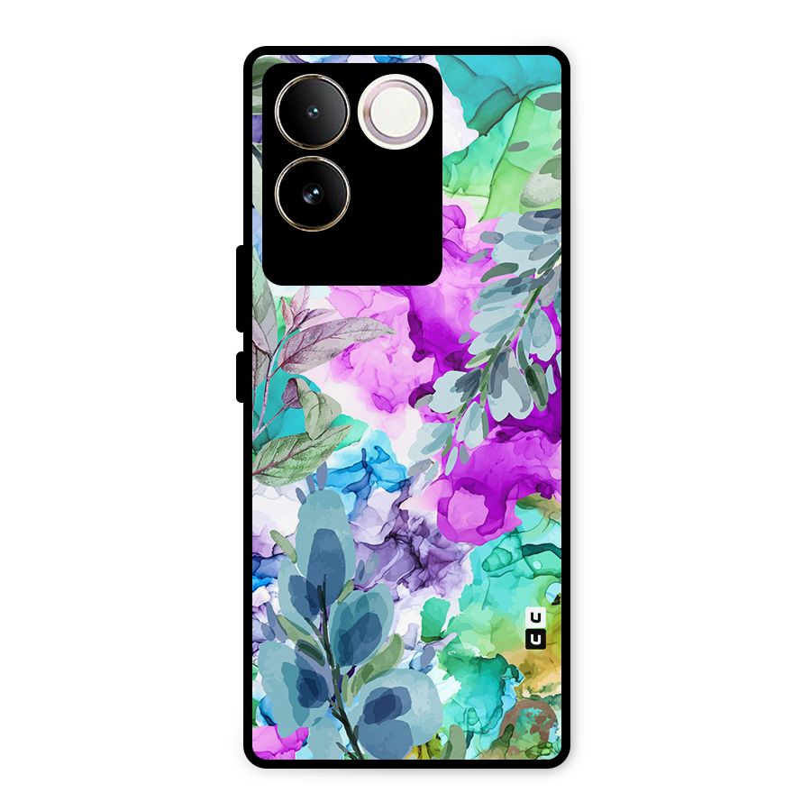 Decorative Florals Printed Metal Back Case for Vivo T2 Pro