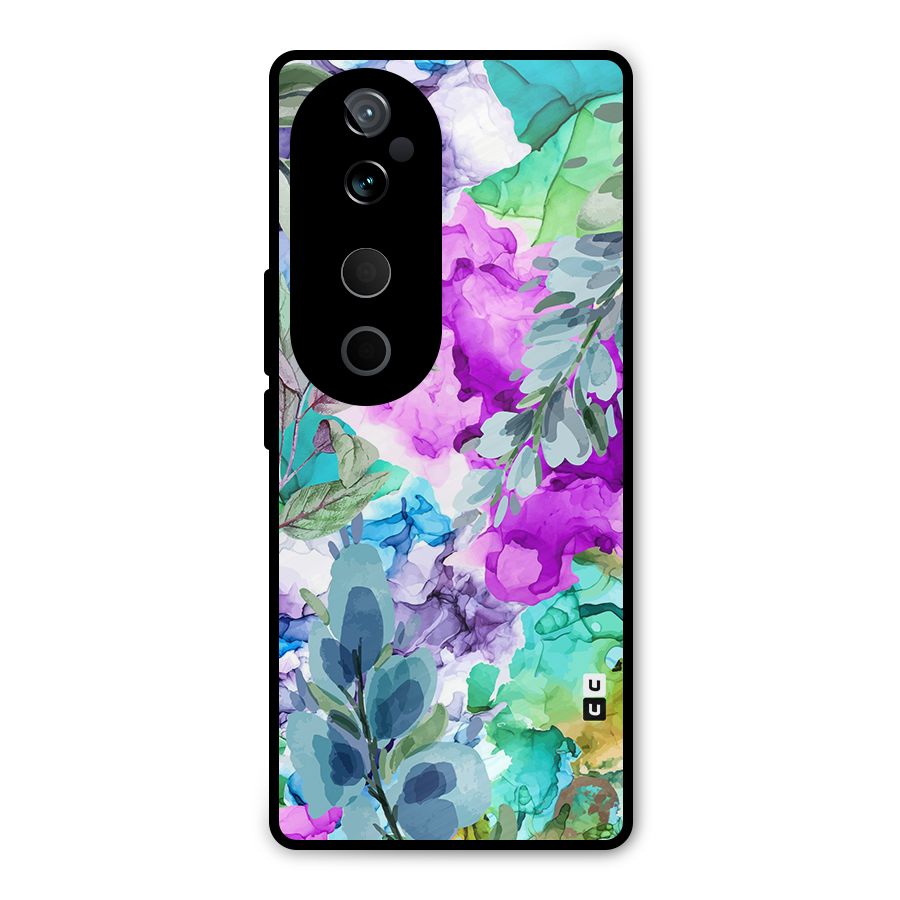Decorative Florals Printed Metal Back Case for Vivo T3 Ultra
