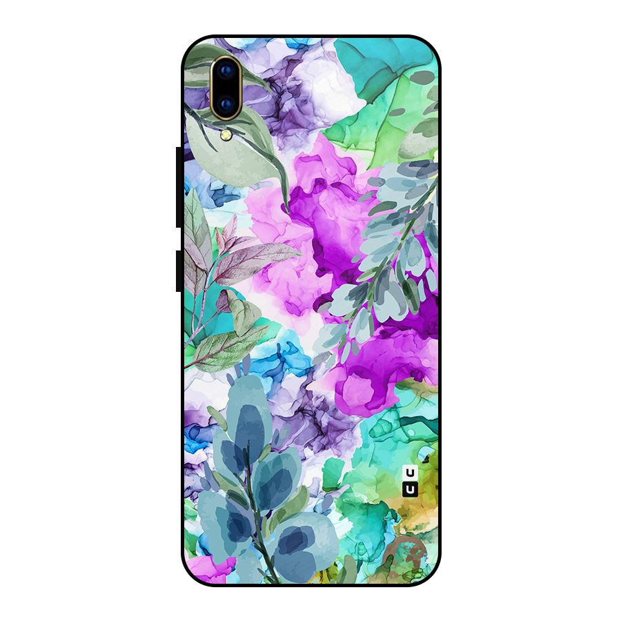Decorative Florals Printed Metal Back Case for Vivo V11 Pro