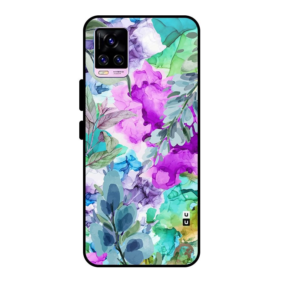 Decorative Florals Printed Metal Back Case for Vivo V20 Pro