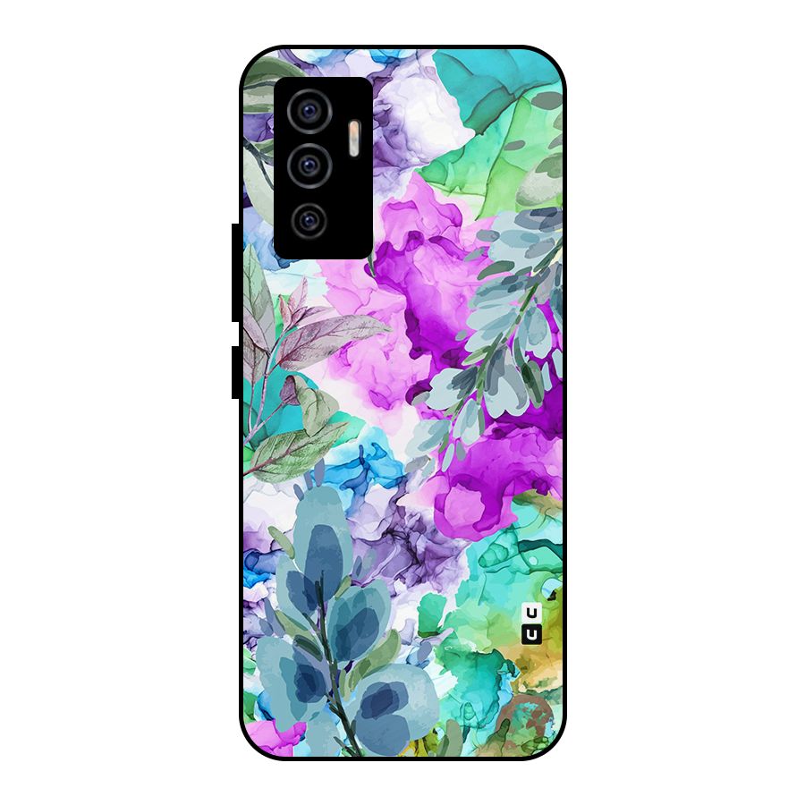 Decorative Florals Printed Metal Back Case for Vivo V23e