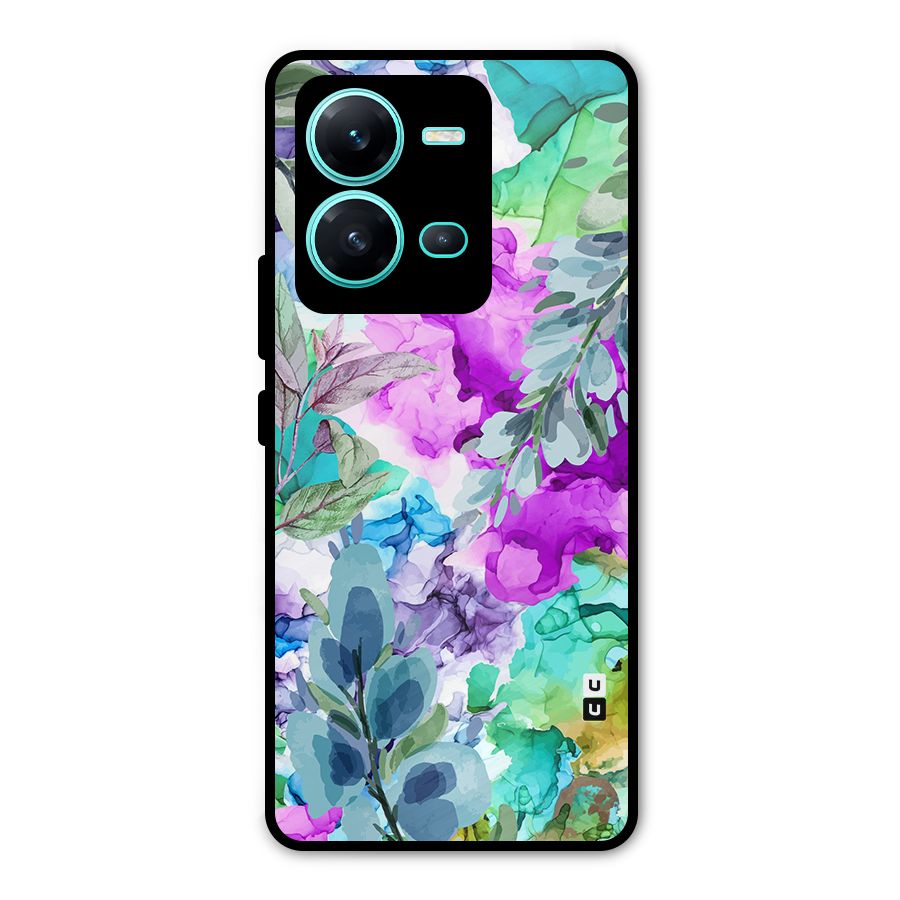Decorative Florals Printed Metal Back Case for Vivo V25