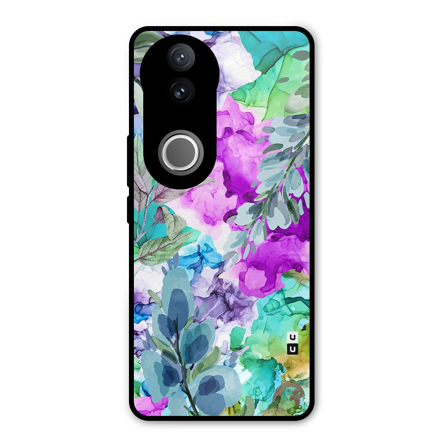 Decorative Florals Printed Metal Back Case for Vivo V50e