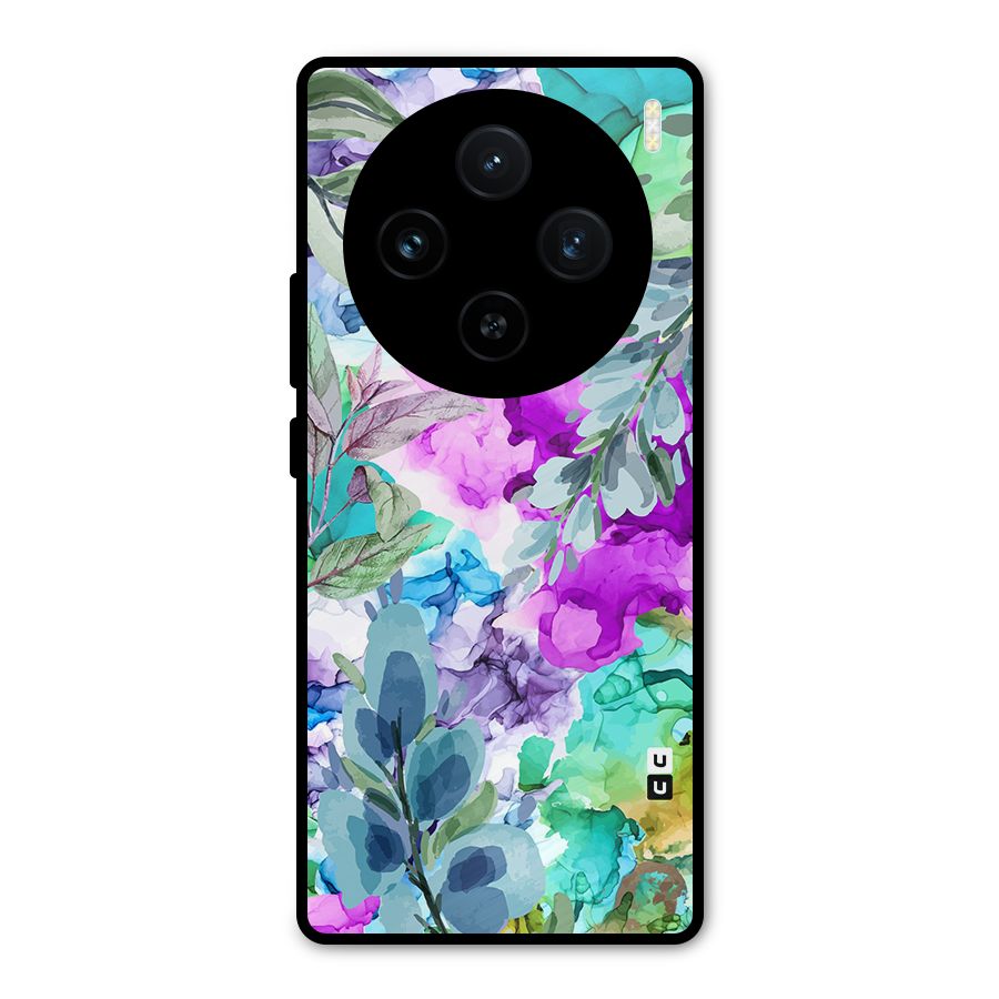 Decorative Florals Printed Metal Back Case for Vivo X100