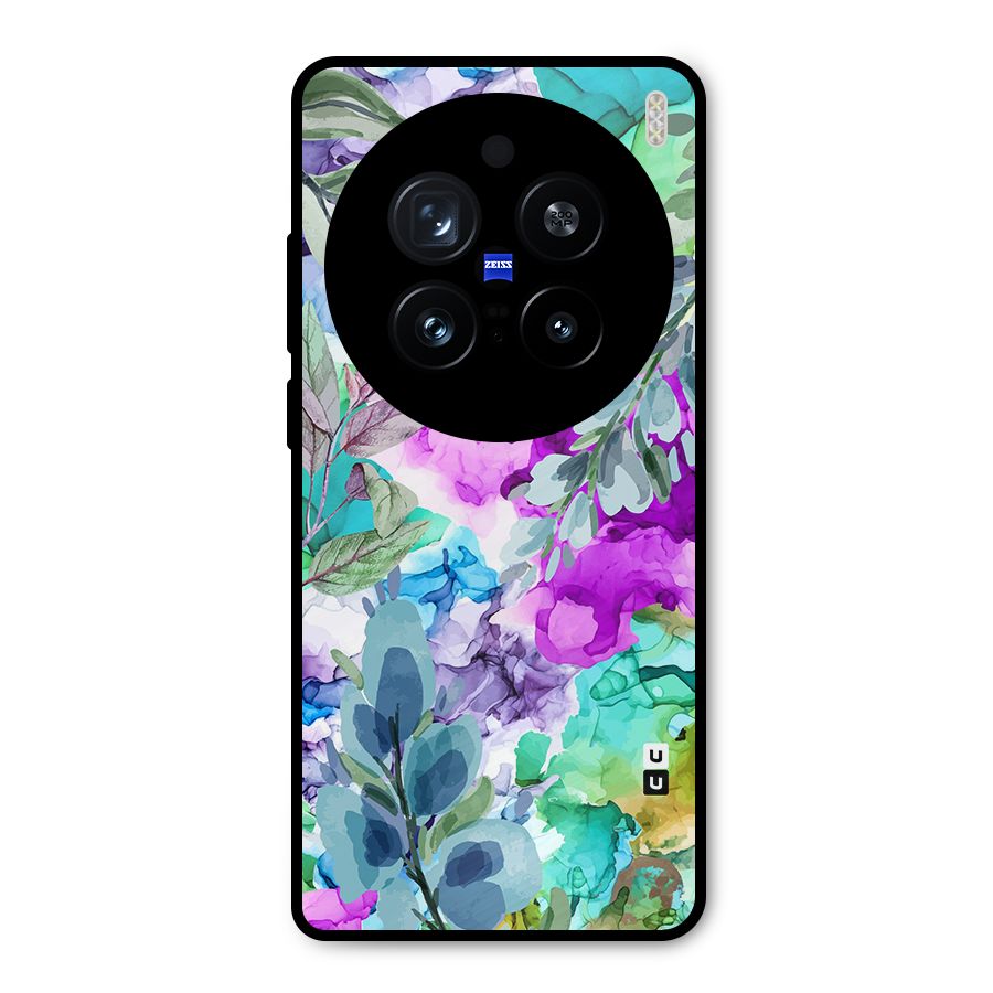 Decorative Florals Printed Metal Back Case for Vivo X200 Pro