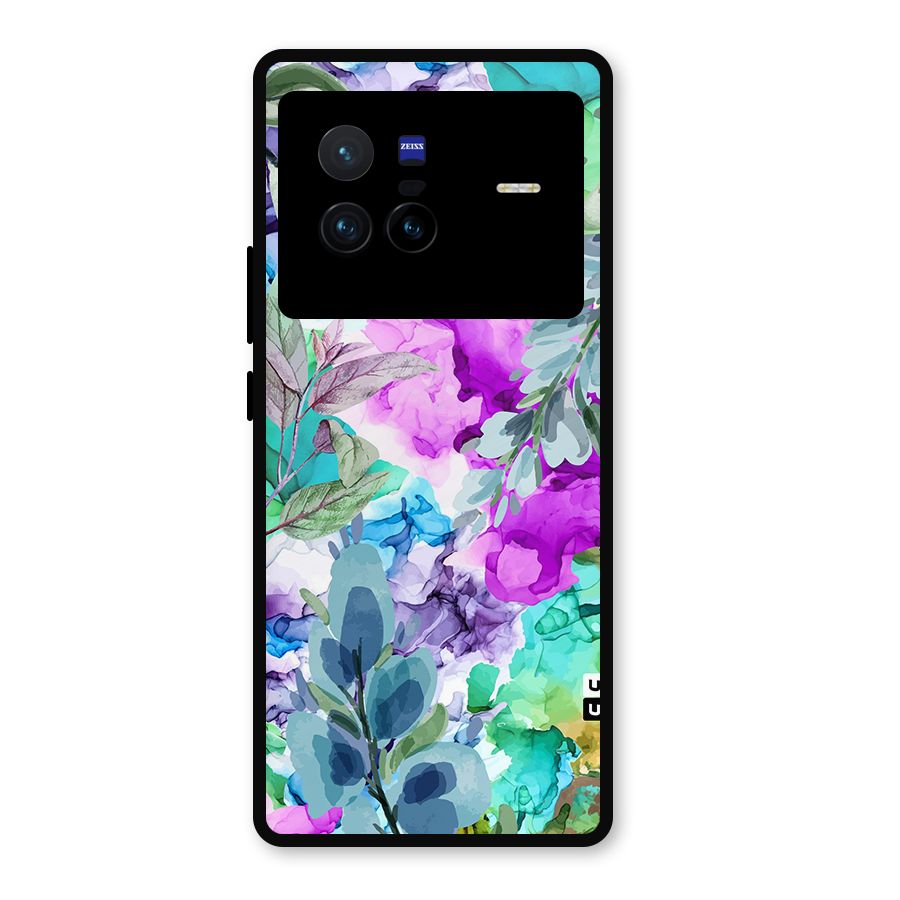 Decorative Florals Printed Metal Back Case for Vivo X80