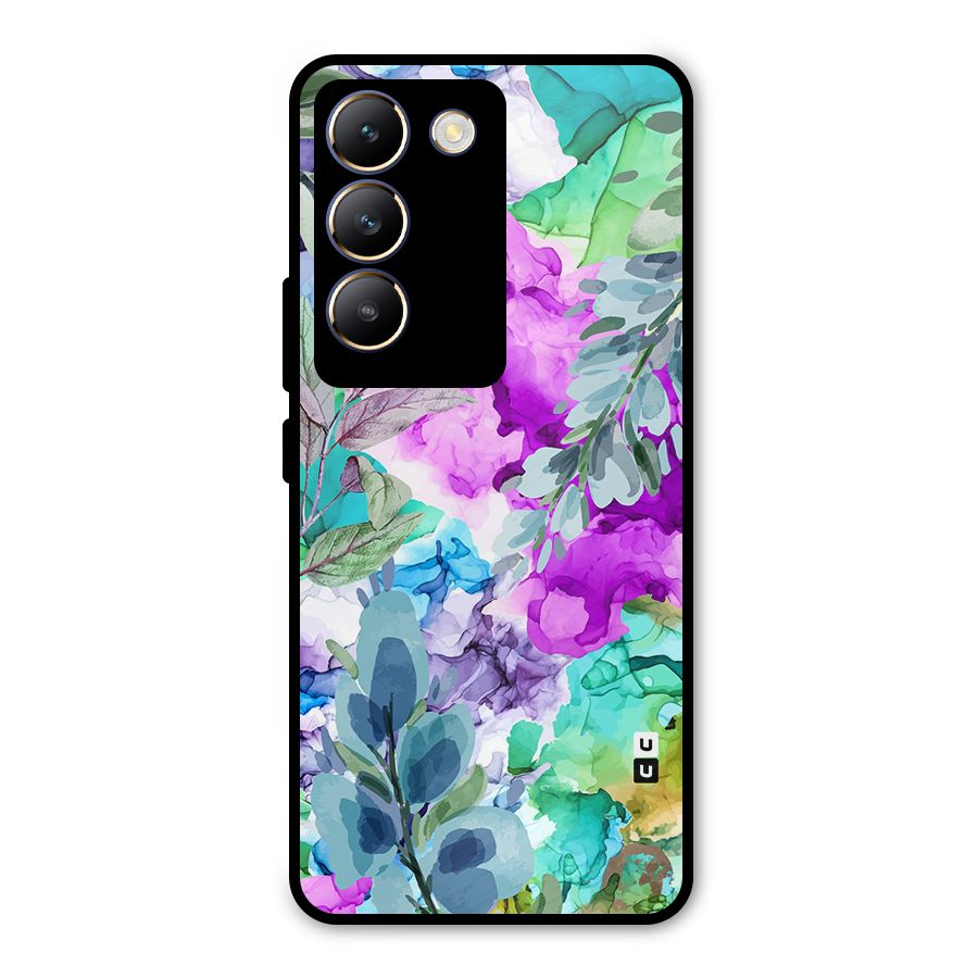 Decorative Florals Printed Metal Back Case for Vivo Y200e