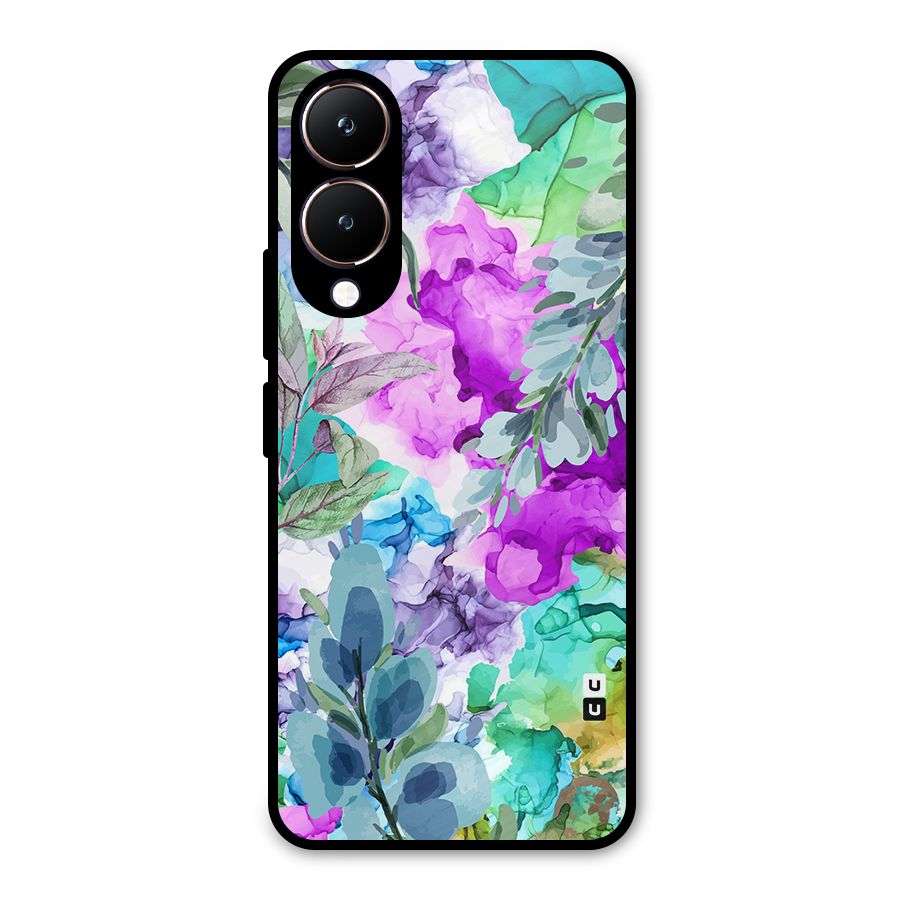 Decorative Florals Printed Metal Back Case for Vivo Y28