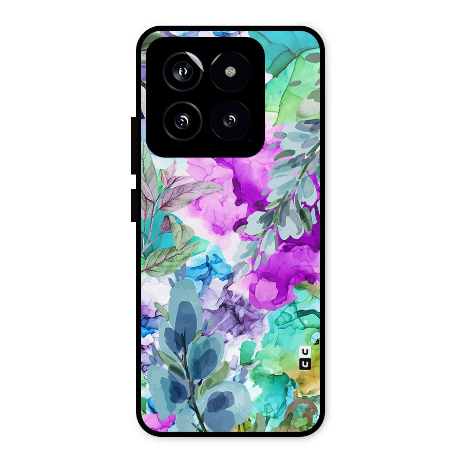 Decorative Florals Printed Metal Back Case for Xiaomi 14