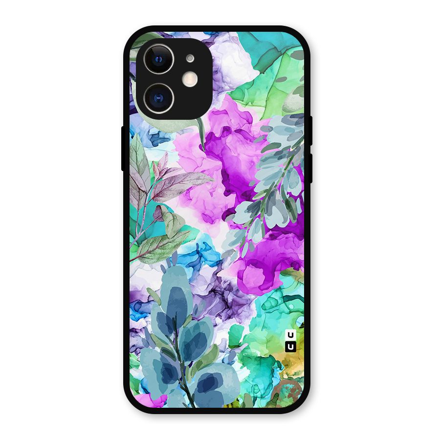 Decorative Florals Printed Metal Back Case for iPhone 12