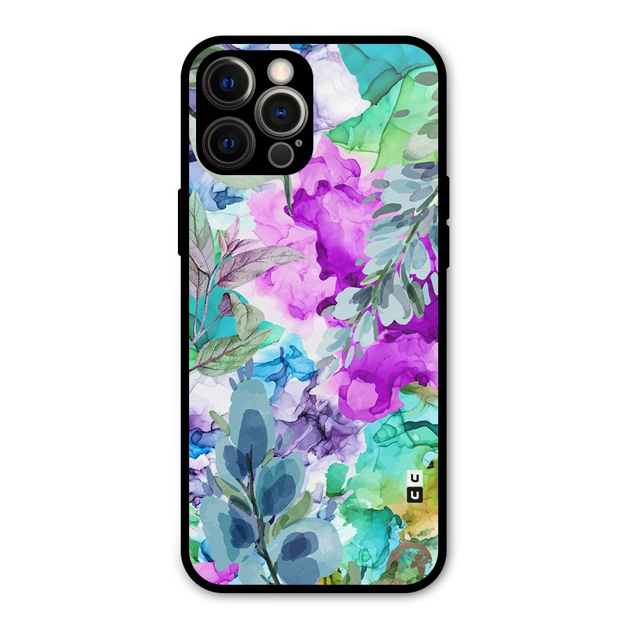 Decorative Florals Printed Metal Back Case for iPhone 12 Pro Max