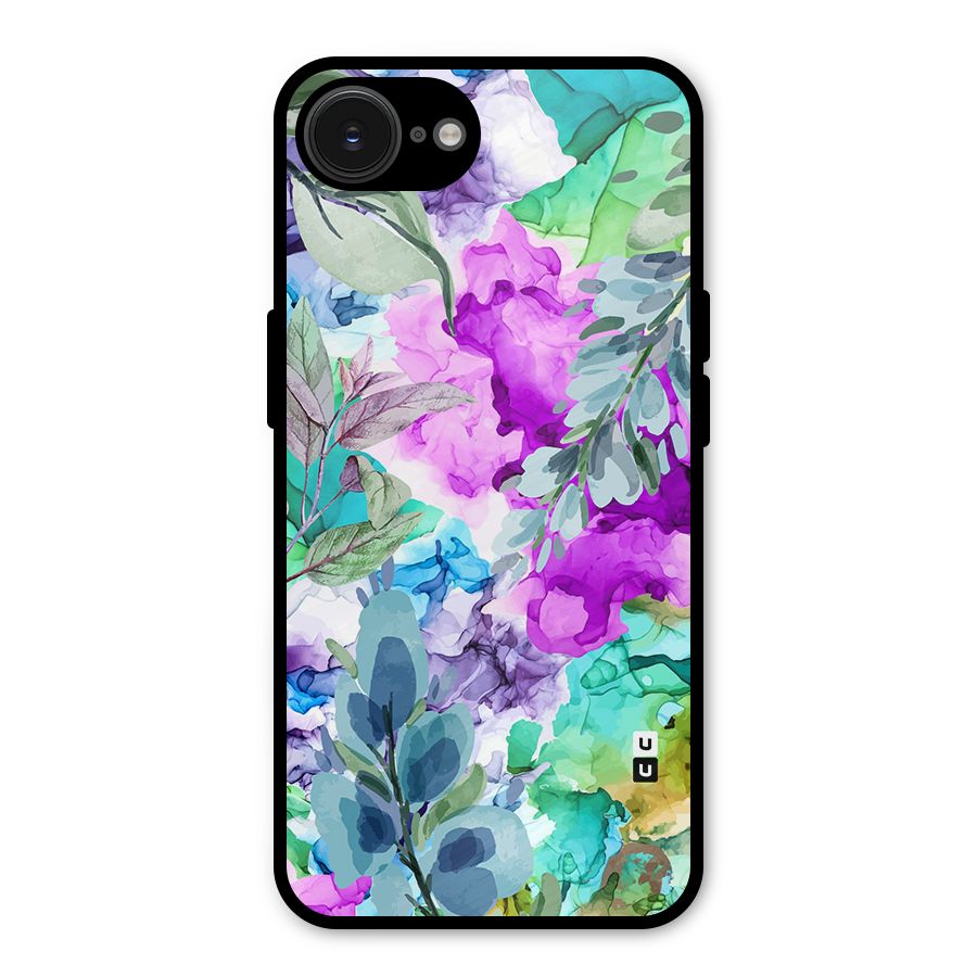 Decorative Florals Printed Metal Back Case for iPhone 16e
