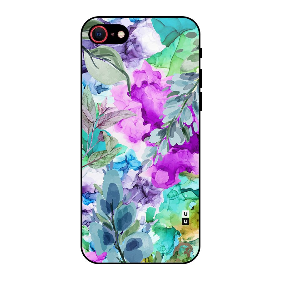 Decorative Florals Printed Metal Back Case for iPhone 7