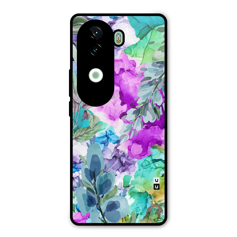 Decorative Florals Printed Metal Back Case for iQOO Z9s