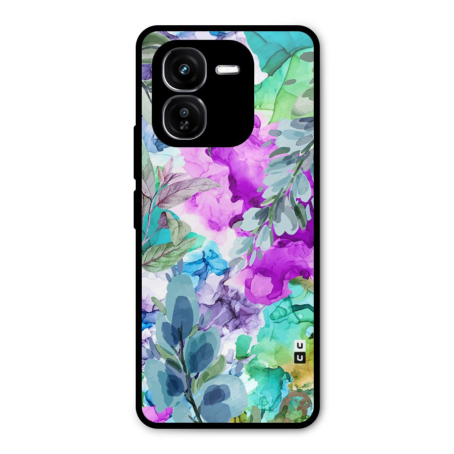 Decorative Florals Printed Metal Back Case for iQOO Z9x