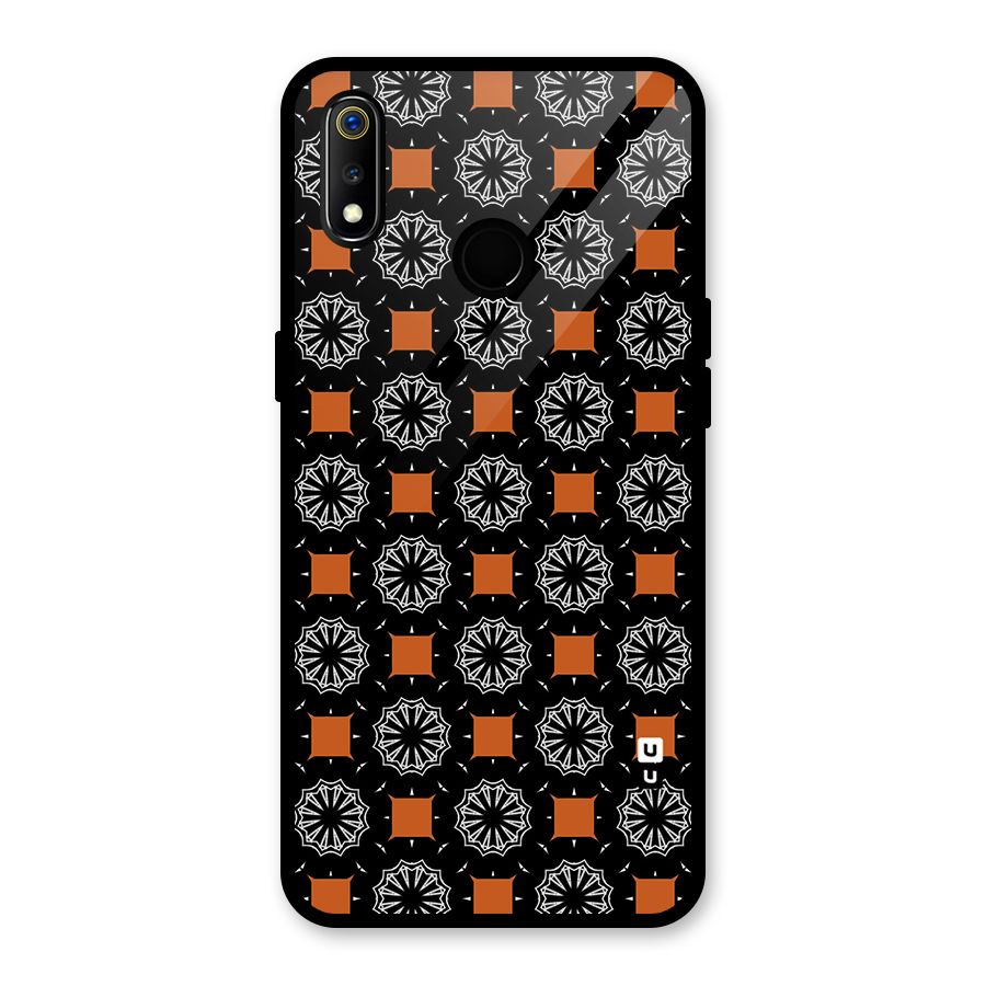 Decorative Wrapping Pattern Glass Back Case for Realme 3