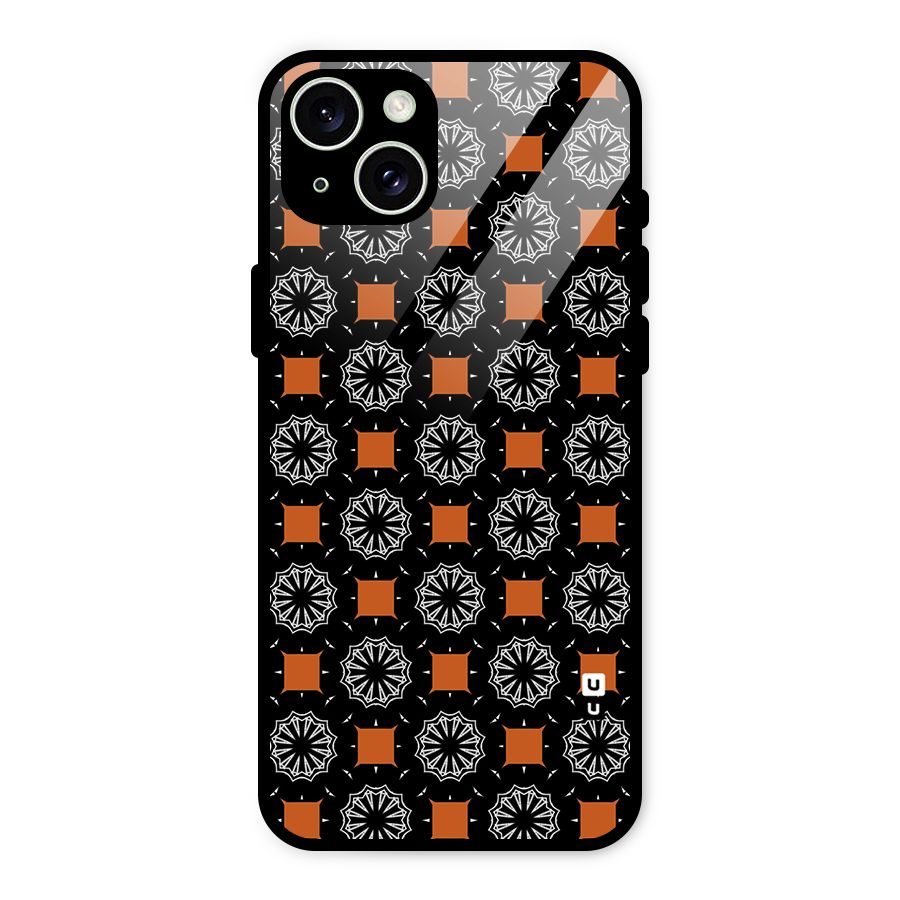 Decorative Wrapping Pattern Glass Back Case for iPhone 15 Plus