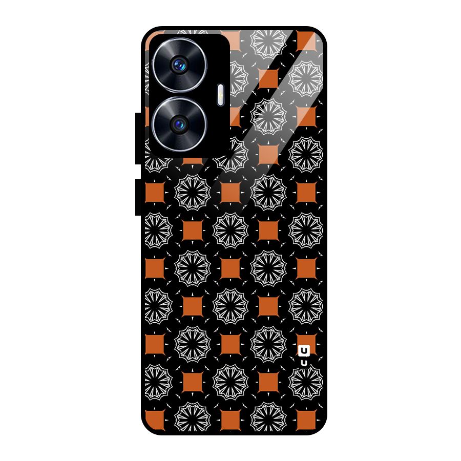 Decorative Wrapping Pattern Glass Back Case for realme C55
