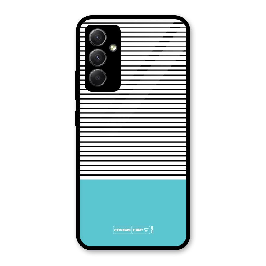 Deep Sky Blue Stripes Glass Back Case for Galaxy A34