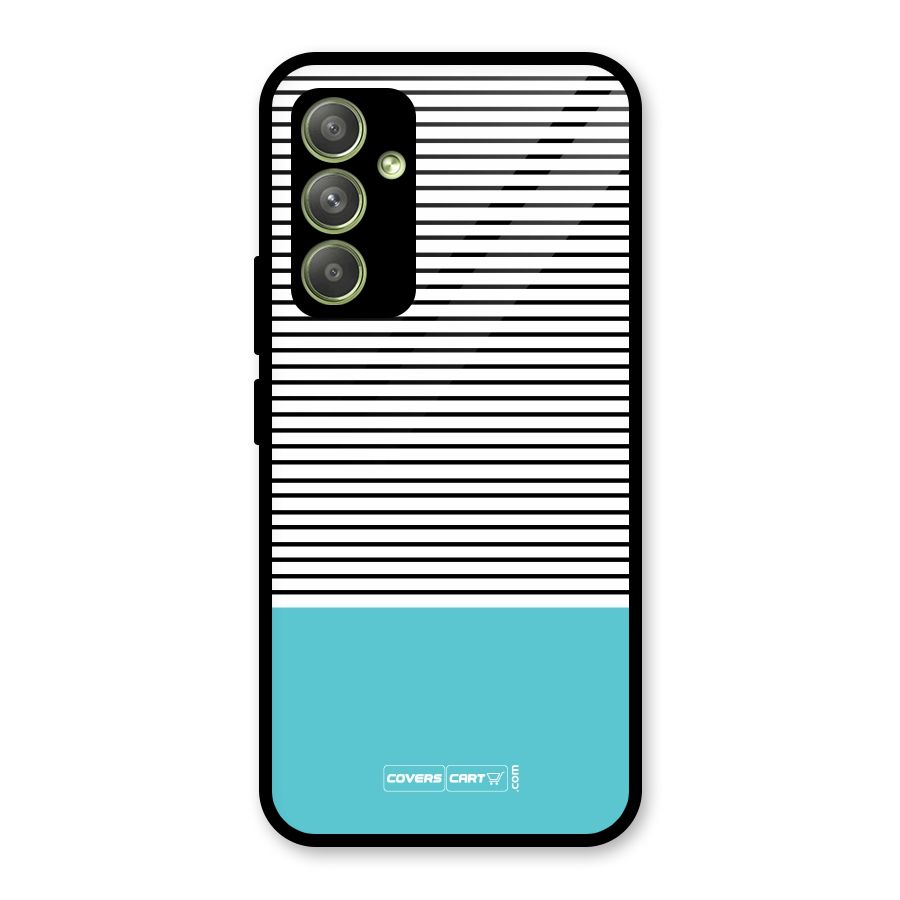 Deep Sky Blue Stripes Glass Back Case for Galaxy A54