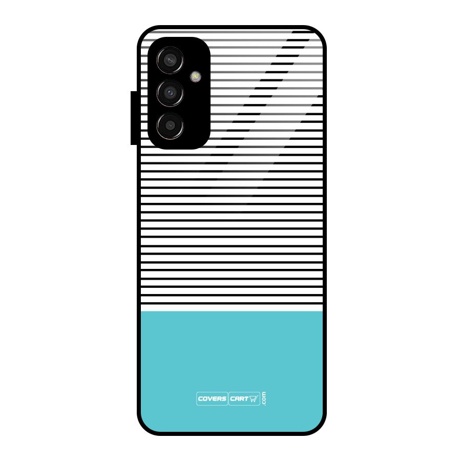 Deep Sky Blue Stripes Glass Back Case for Galaxy F13