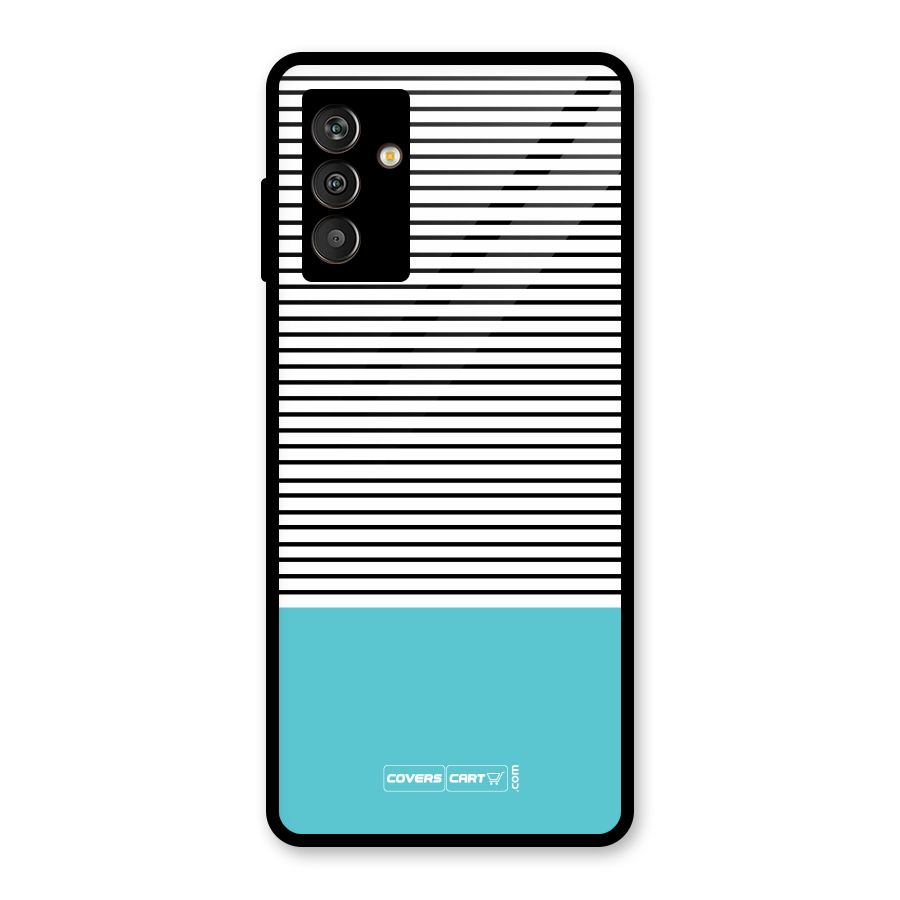 Deep Sky Blue Stripes Glass Back Case for Galaxy M13