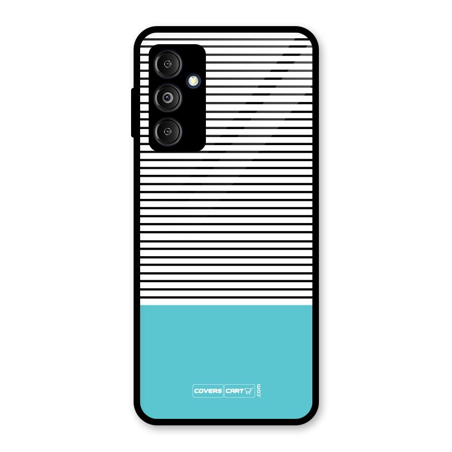 Deep Sky Blue Stripes Glass Back Case for Galaxy M14 5G