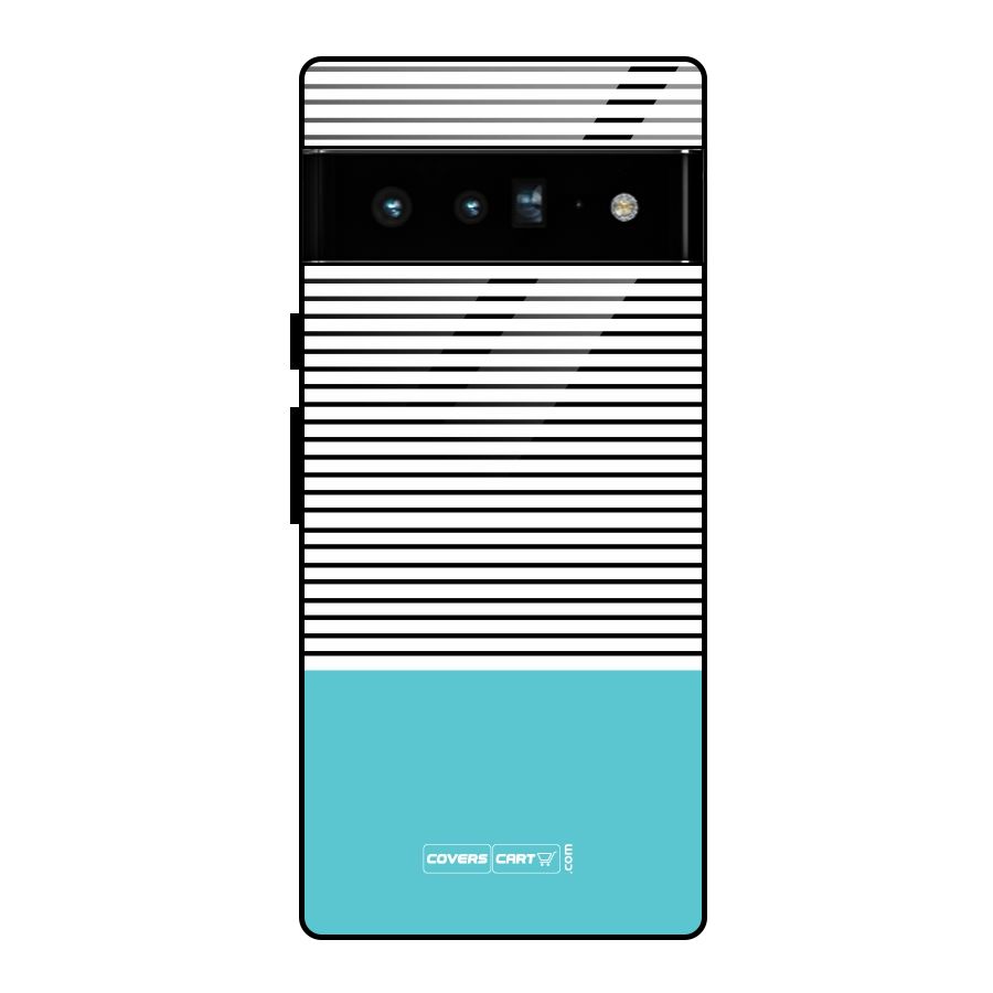 Deep Sky Blue Stripes Glass Back Case for Google Pixel 6 Pro