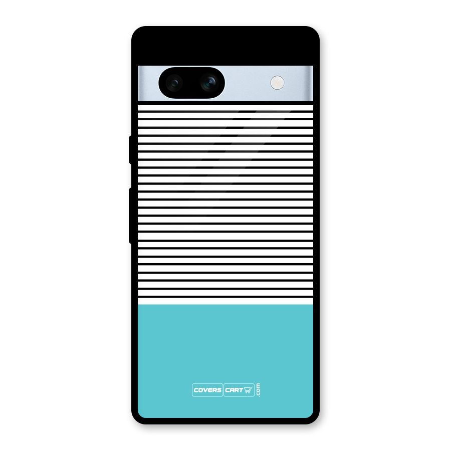 Deep Sky Blue Stripes Glass Back Case for Google Pixel 7a