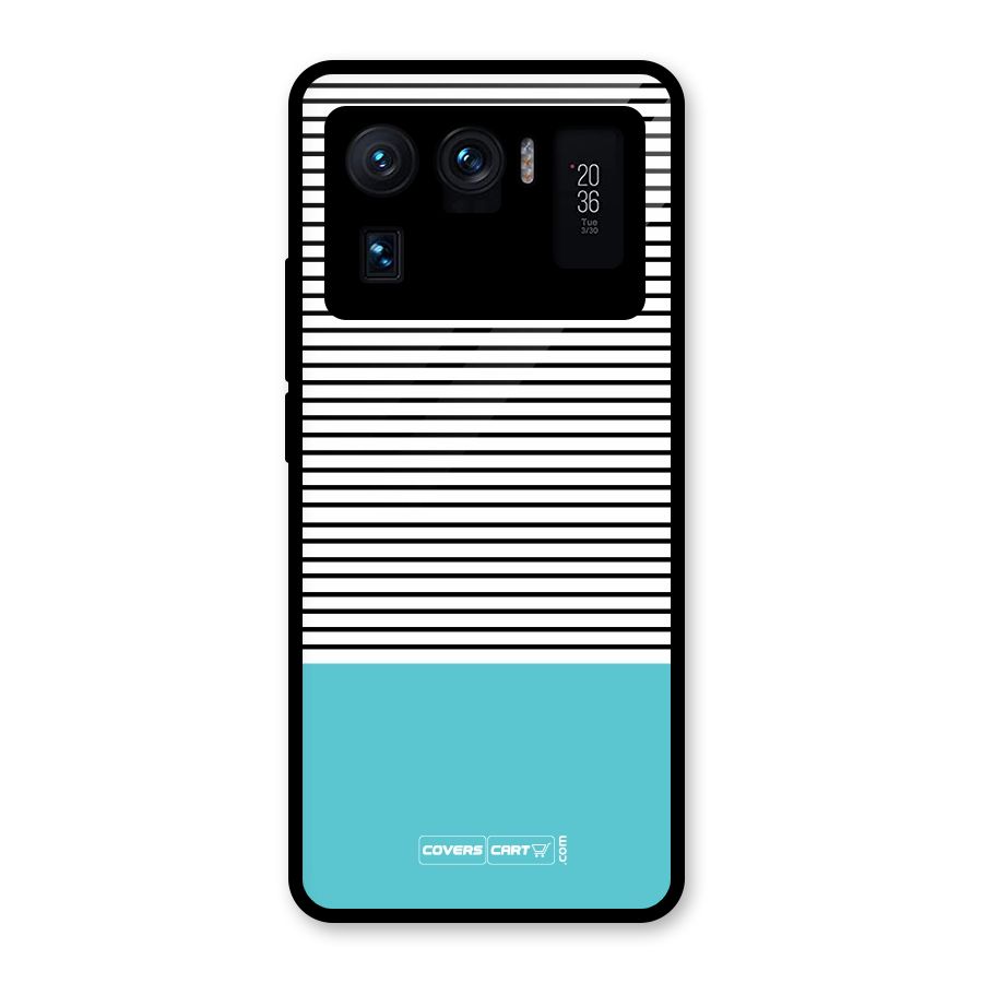 Deep Sky Blue Stripes Glass Back Case for Mi 11 Ultra