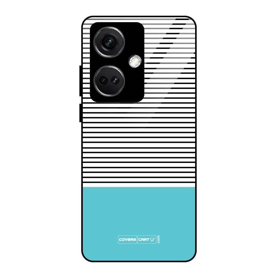 Deep Sky Blue Stripes Glass Back Case for OnePlus Nord CE 3 5G