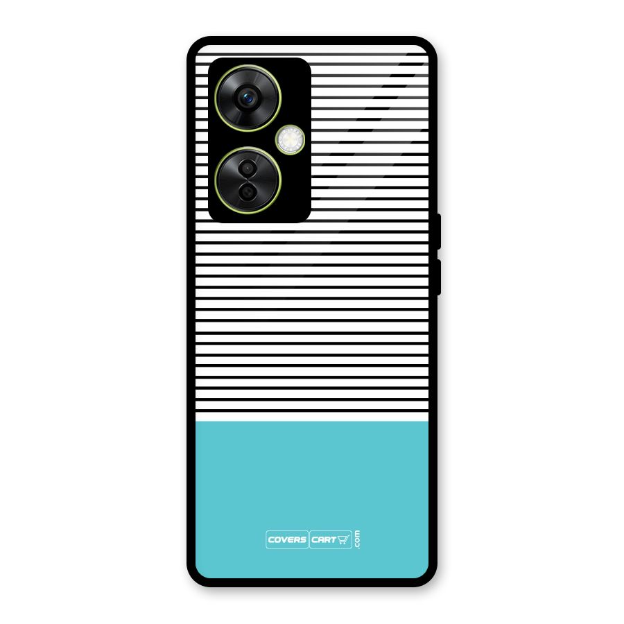 Deep Sky Blue Stripes Glass Back Case for OnePlus Nord CE 3 Lite