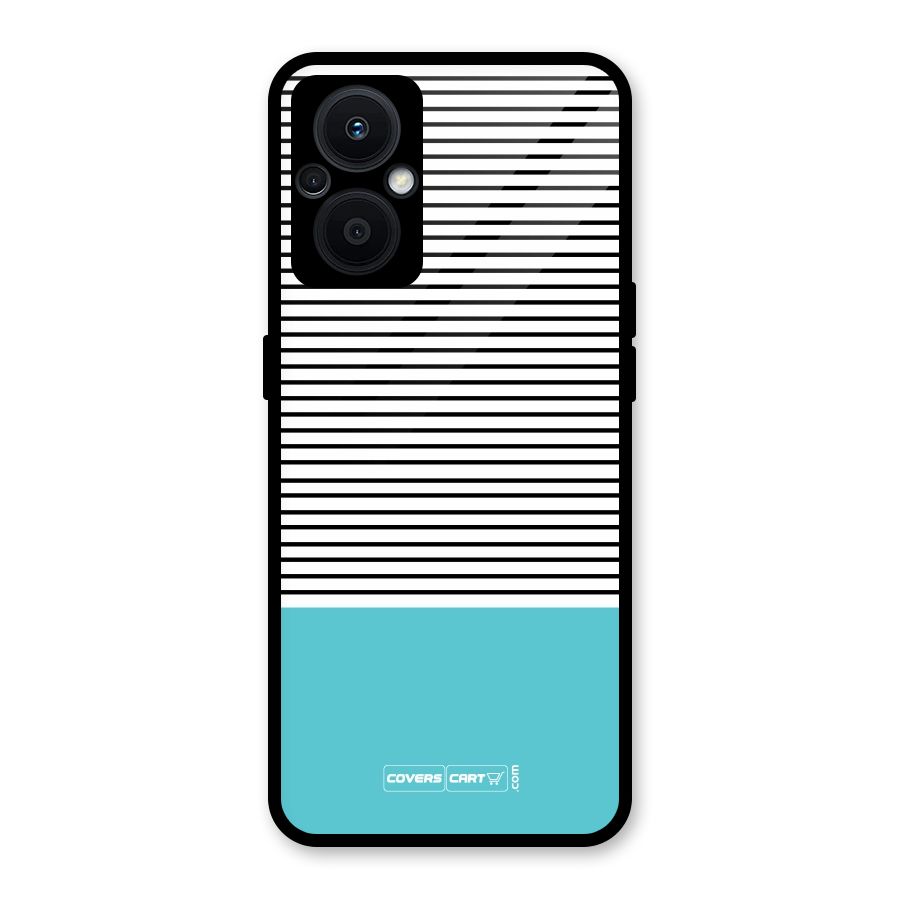 Deep Sky Blue Stripes Glass Back Case for Oppo F21s Pro 5G