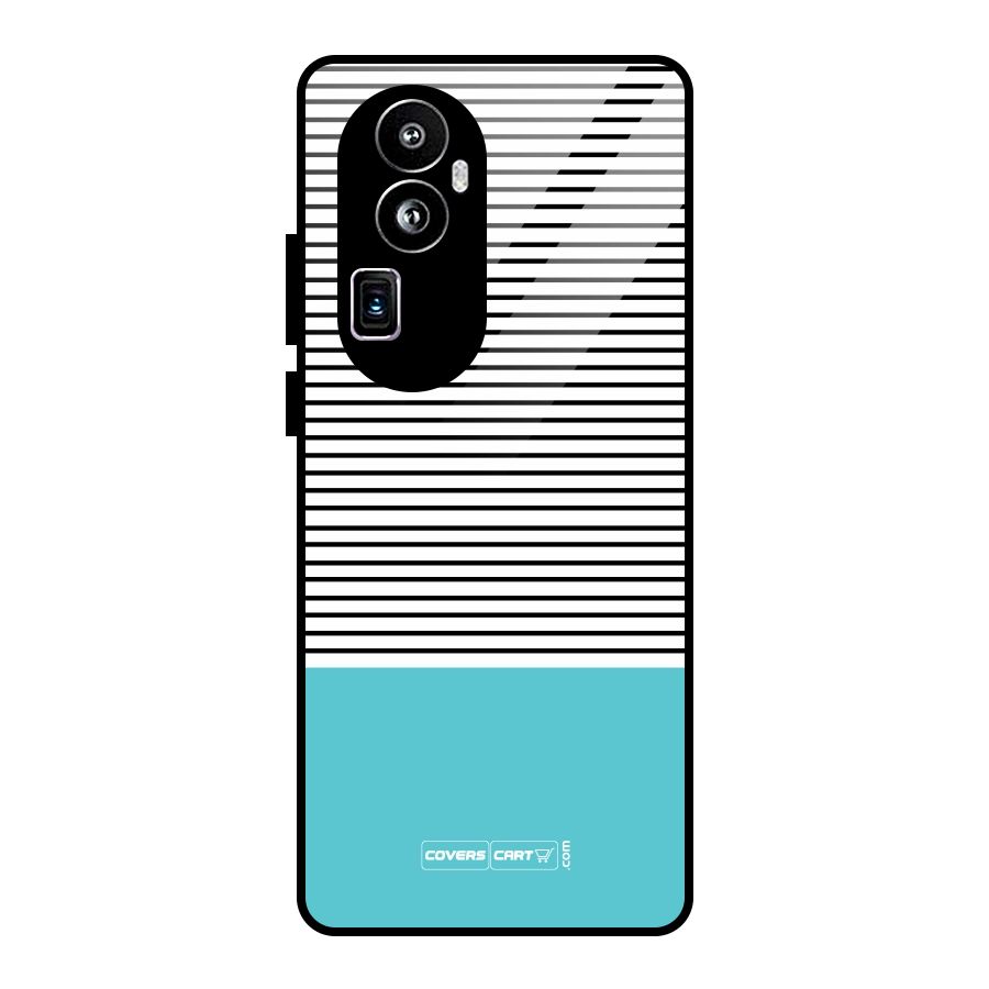 Deep Sky Blue Stripes Glass Back Case for Oppo Reno10 Pro Plus