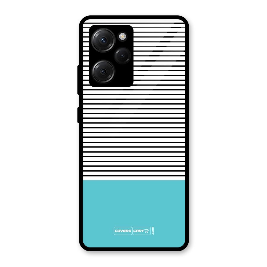 Deep Sky Blue Stripes Glass Back Case for Poco X5 Pro