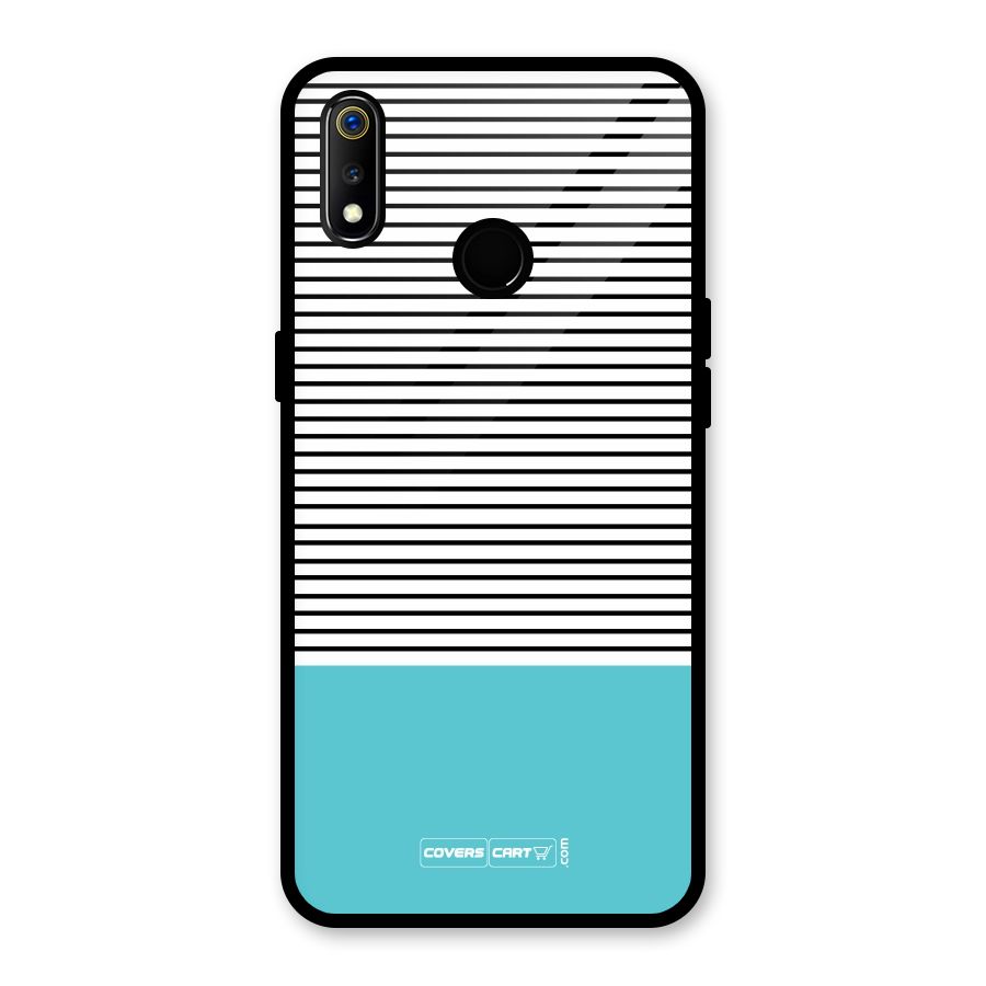 Deep Sky Blue Stripes Glass Back Case for Realme 3i