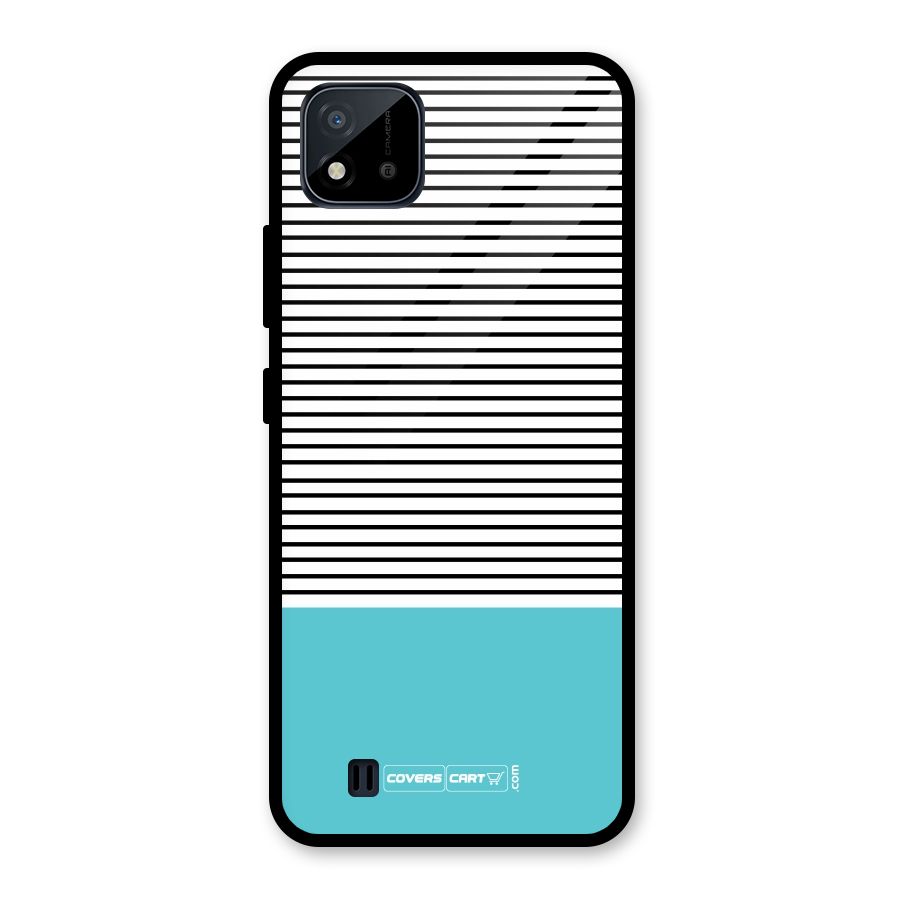 Deep Sky Blue Stripes Glass Back Case for Realme C11 2021