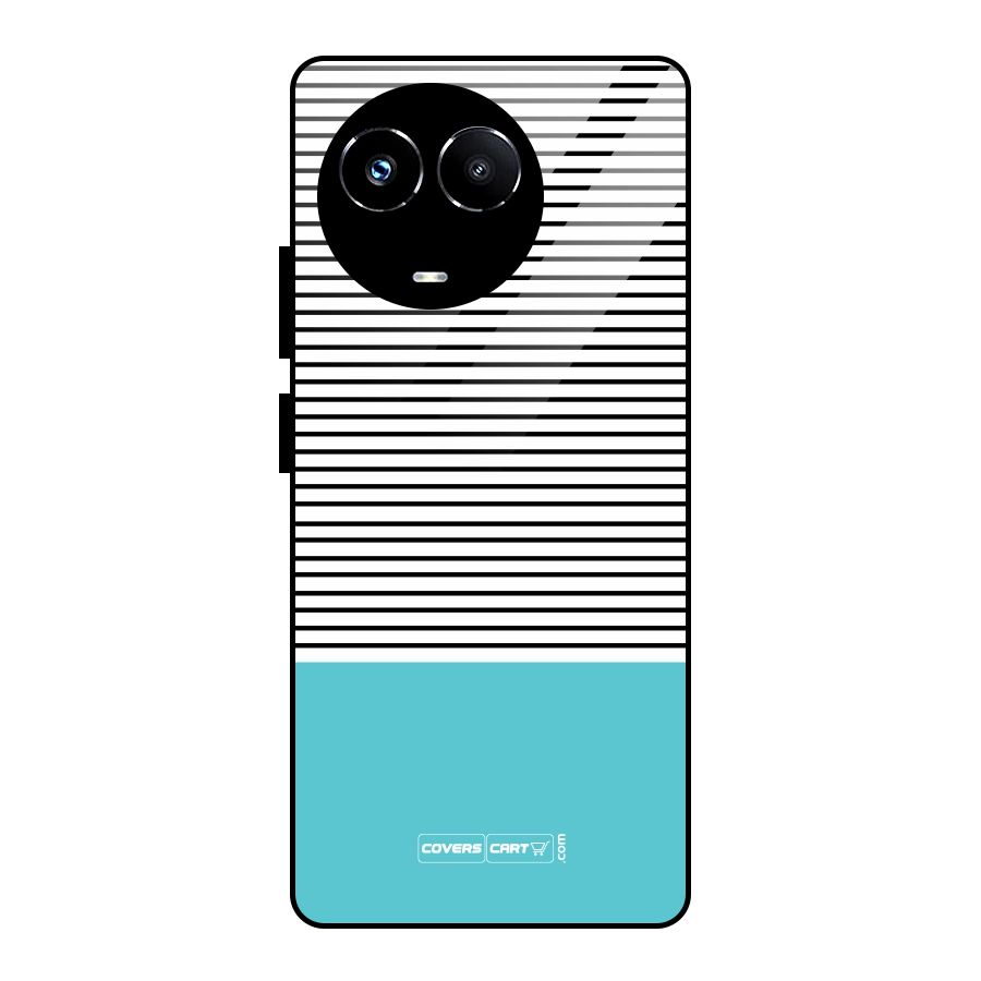 Deep Sky Blue Stripes Glass Back Case for Realme Narzo 60X