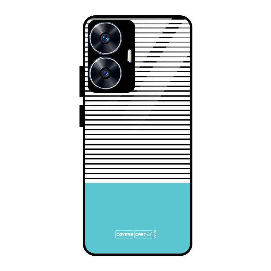 Deep Sky Blue Stripes Glass Back Case for Realme Narzo N55