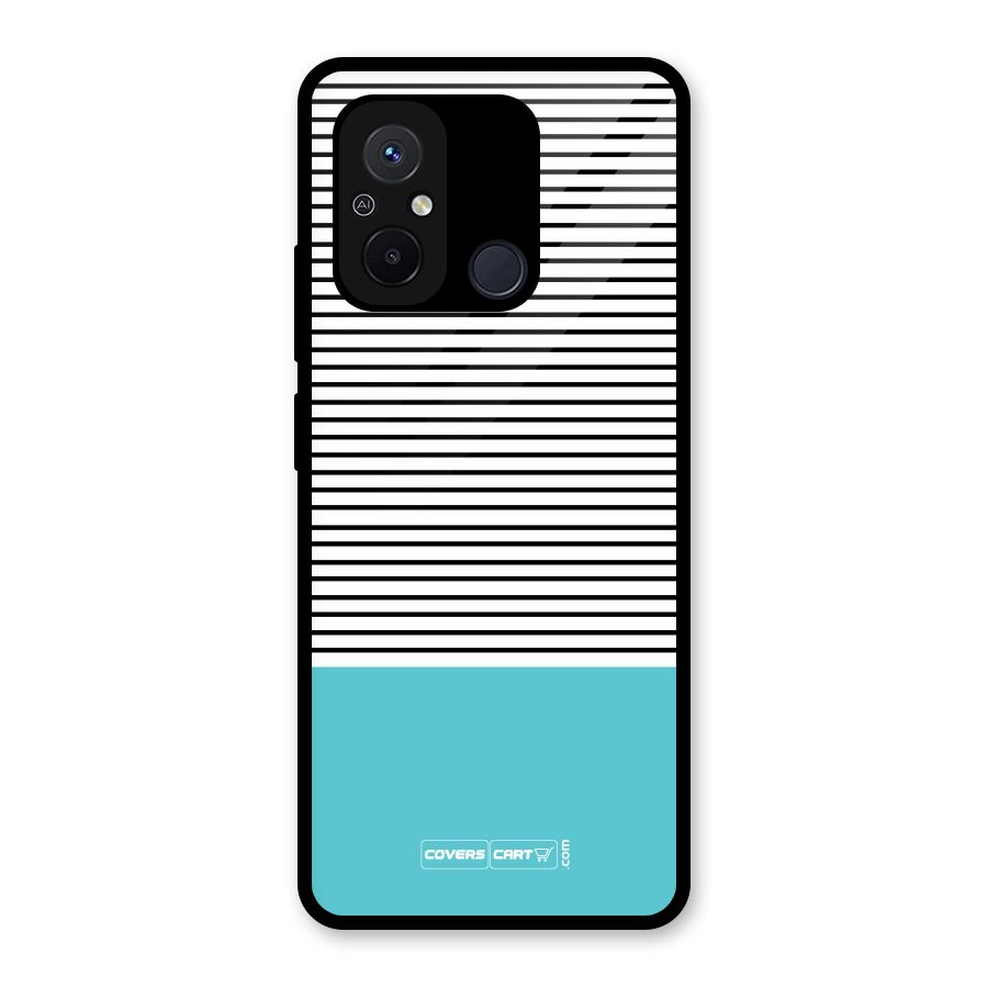 Deep Sky Blue Stripes Glass Back Case for Redmi 12C