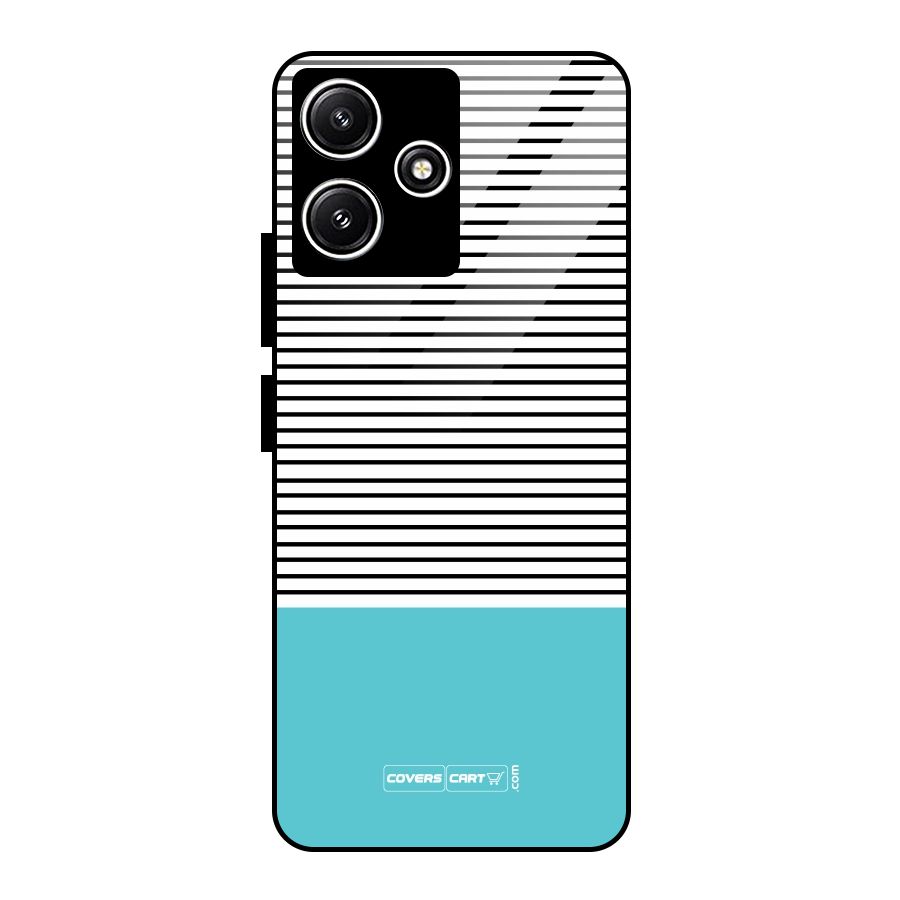 Deep Sky Blue Stripes Glass Back Case for Redmi 12 5G