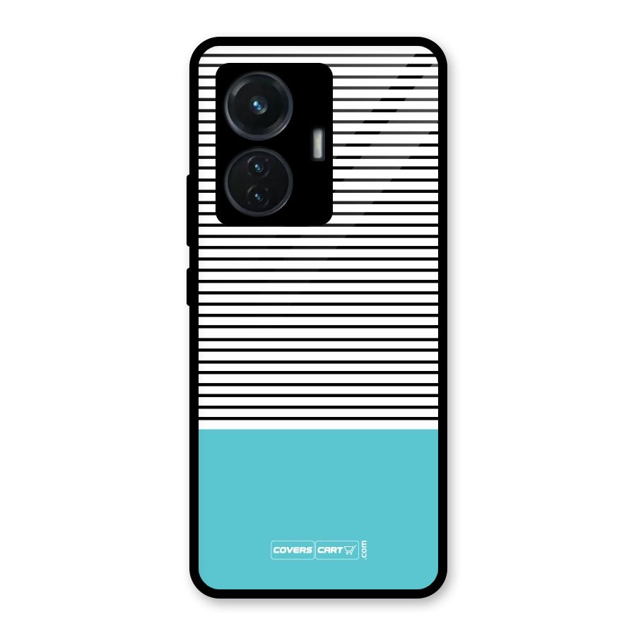 Deep Sky Blue Stripes Glass Back Case for Vivo T1 44W