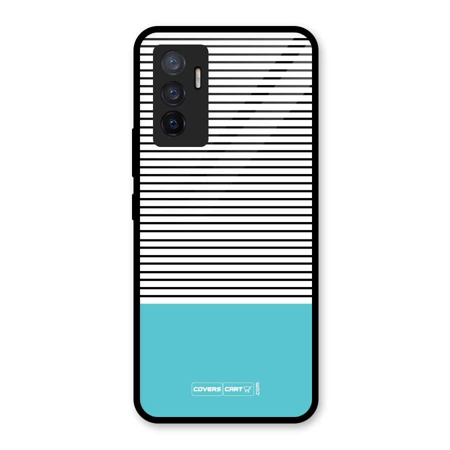 Deep Sky Blue Stripes Glass Back Case for Vivo V23e