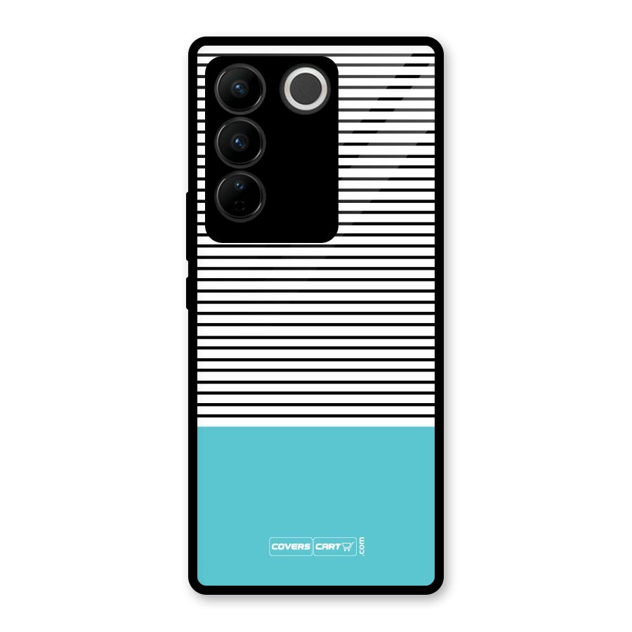 Deep Sky Blue Stripes Glass Back Case for Vivo V27