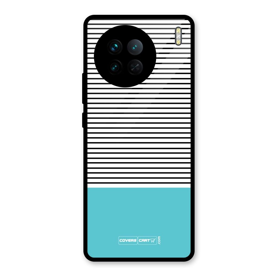 Deep Sky Blue Stripes Glass Back Case for Vivo X90