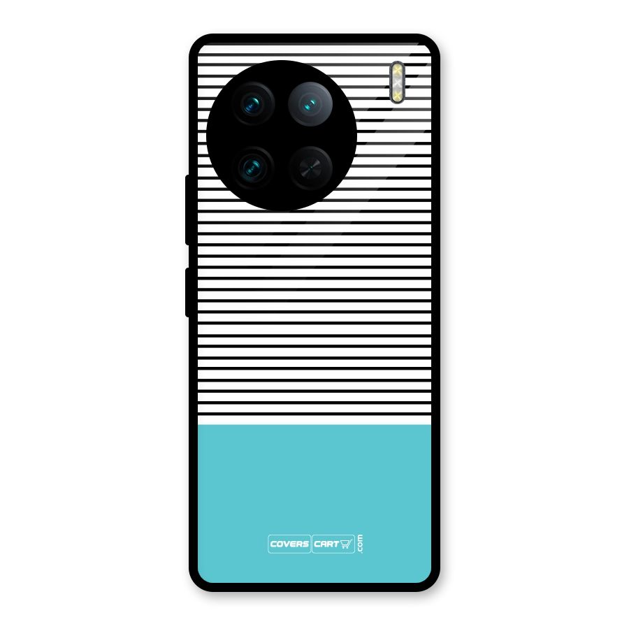 Deep Sky Blue Stripes Glass Back Case for Vivo X90 Pro